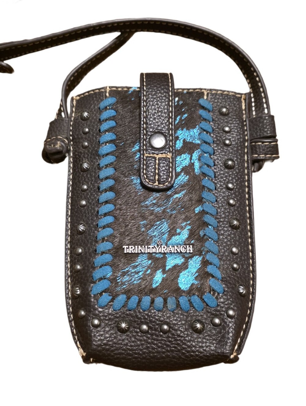 Trinity Ranch Hair-On Cowhide Collection Phone Crossbody Case EUC
